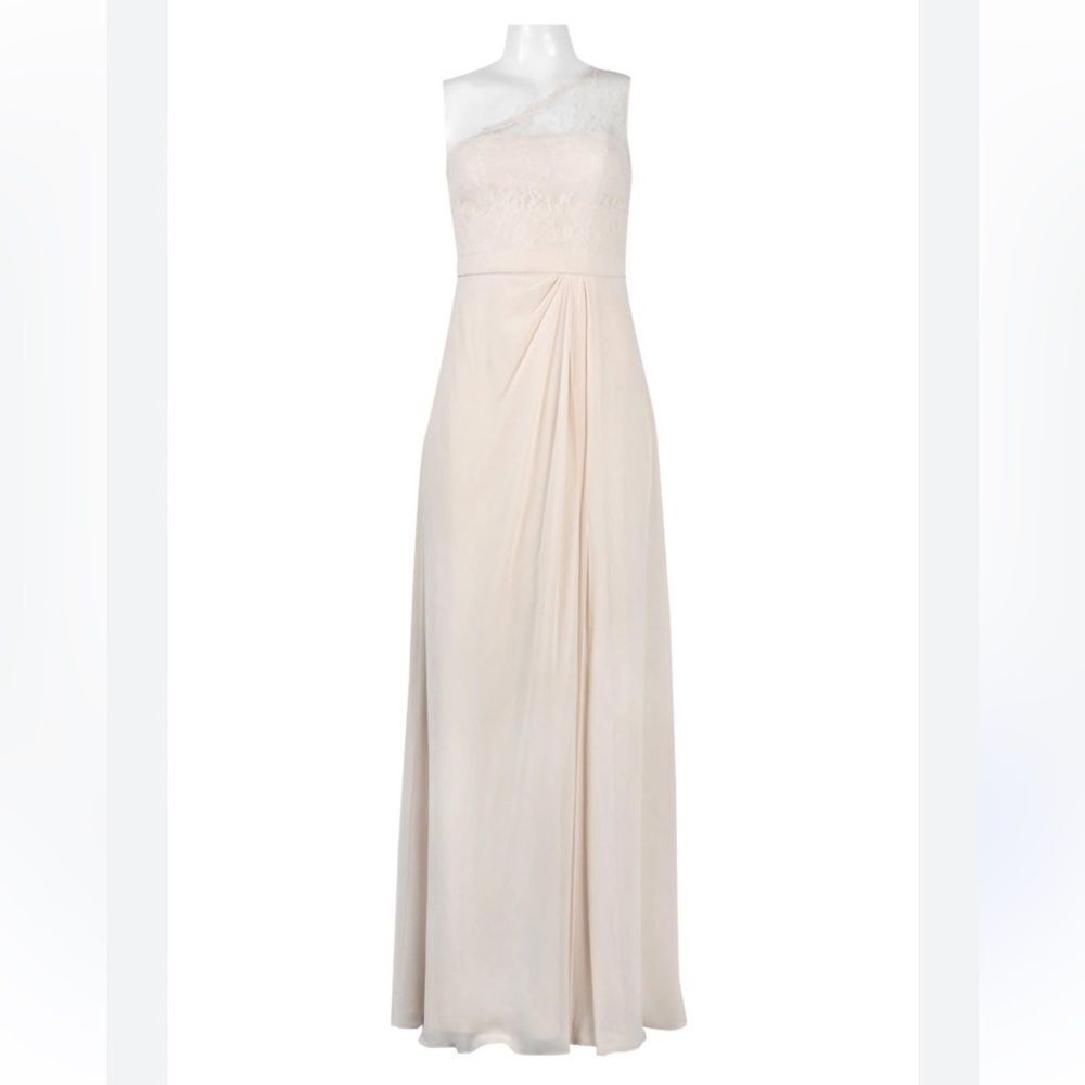 MONIQUE LHUILLIER Women's One Shoulder Bridesmaid Dress In Champagne Size 2